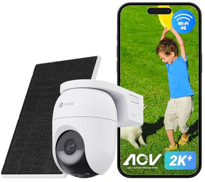 EZVIZ 4G LTE Überwachungskamera Aussen Solar, CB8 Lite 4G mit 5W Solarpanel | 360° PTZ Überwachungskamera Aussen Akku, Farbnachtsicht, Person/Fahrzeugerkennung, 2-Wege-Audio, Unterstützt 4G & WLAN 6