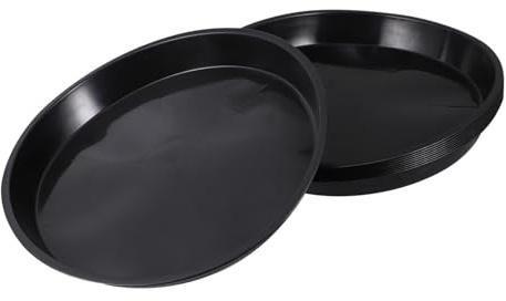 Gatuida Bandejas para Macetas Redondas para Interior y Exterior, 10 Unidades, Plástico Negro Resistente, Palets para Bonsáis, Base Colectora Antigoteo para Plantas