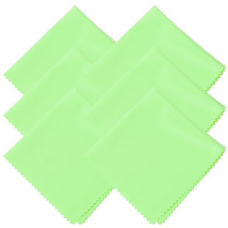 sourcing map 6 Pcs Microfiber Cleaning Cloth for Glasses, 11.8 x 11.8 Inch Eyeglass Cleaning Cloth, Glasses Cleaner Wipes for Electronics Lenses Screens Cameras Cell Phones, Green