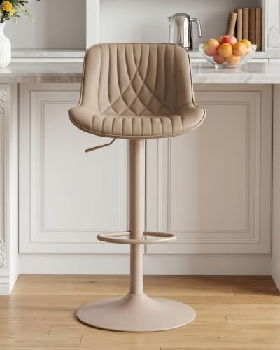 YOUTASTE 1er Barhocker Höhenverstellbar, Barstühle mit Lehne, Alles Khaki