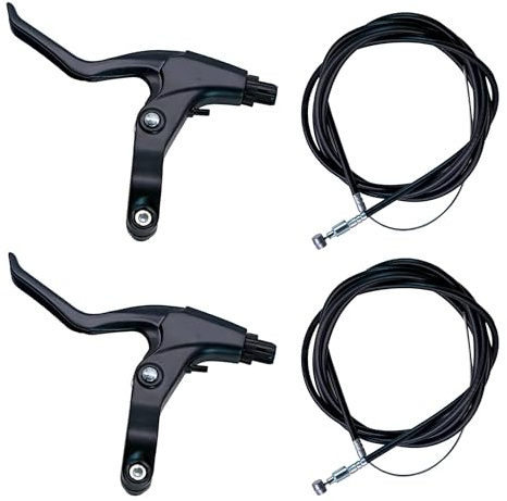 CZlinOduMMX 2 Pezzi Leva Freno Della Bicicletta Maniglia Del Freno Di Alluminio Impugnatura Freno Leva Del Freno Con Cavi Freno Per Mountain Bike Di Montagna, Strade, Montagna e Corse, Nero