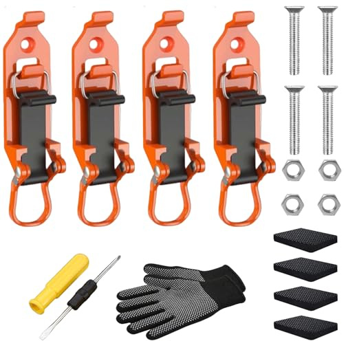 Heavy Duty Metal Rubber Shovel Mount Kit, 10Pcs 2026 Universal Shovel Holder for Truck, Multi-Functional Quick Release Axe Hold, Easy to Install, Boats Military Equipment Overlanding Gear (4, Orange)