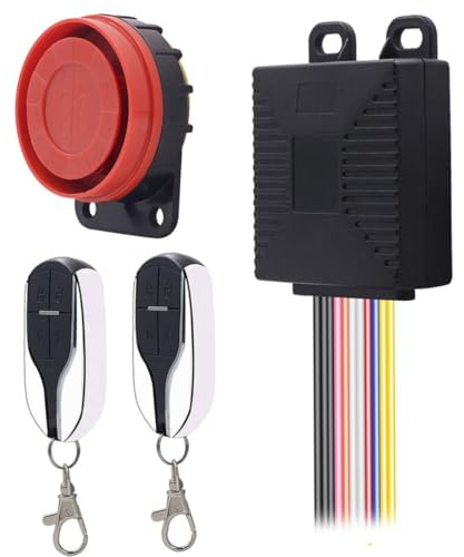 Sistema de Alarma para Motocicletas 12 V Anticorte de Línea Entrada | Alarmas para Motos, Bocina de Motocicleta, Altavoz de Alarma, para Scooter, Negro, Plástico y Metal, 1 Set