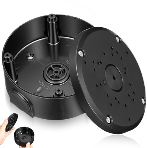 MAGICLULU Boîte de Jonction pour Caméra Extérieure en Plastique Noir, Cache-câbles Rond pour Installation Plafond et Mur, Protection pour Maison et Bureau