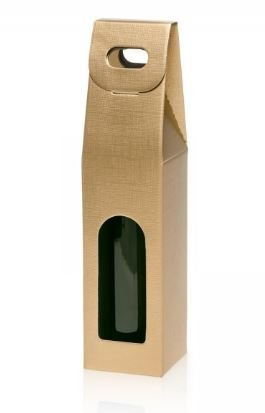 10 Stück Tragekarton Fineline Gold für eine Flasche Wein/Sekt, Geschenkkarton
