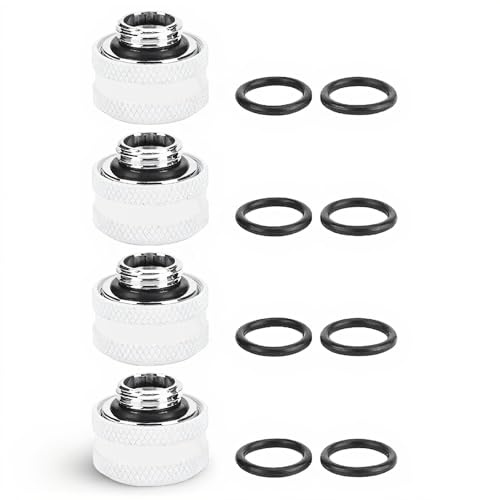 Richer-R 4 pezzi/6 pezzi raccordo di compressione di raffreddamento ad acqua per tubo acrilico rigido OD 14 mm (4X bianco)