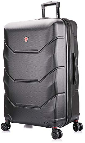 DUKAP ZONIX Luggage with Spinner Wheels | Durable Lightweight Hardside Suitcase, Spacious Travel Bag with Handle and Trolley | 30 Inch Large Checked Luggage | Black