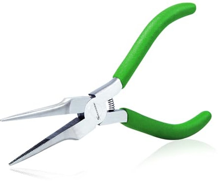 SPEEDWOX Mini Needle Nose Pliers Thin Serrated Jaw 4-1/2 Inch with Comfort Grip Handles Spring Jewelry Pliers for Wire Wrapping, Wire Bending, Crafts, Jewelry Making Supplies, Electronic Repair