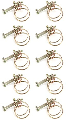 Hose Clamps 10pcs Adjustable Double Wire Water Hose Barb Clamp Pipe Clip Hoop Plumbing Fastener(25mm£¨21-25£©)
