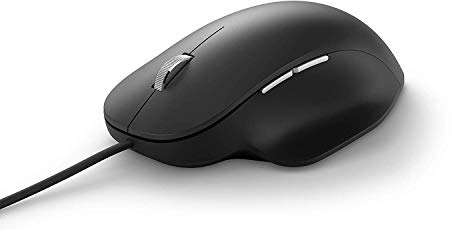 Microsoft Ergonomic Mouse Black - Comfortable Ergonomic Design and Thumb Rest. Wired USB Mouse with 2 Programmable Buttons, Works for PC/Laptop/Desktop