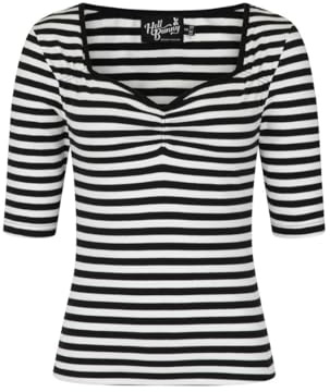 Hell Bunny Warlock Top Frauen Langarmshirt schwarz/weiß