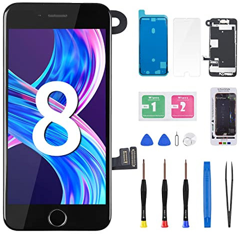 DGSCSMY for iPhone 8 Screen Replacement for iPhone SE 2020 with Home Button Black 4.7 Full Assembly Earpiece Front Camera 3D Touch LCD Display Digitizer Glass Repair Tools kit A1863 A1905 A1906