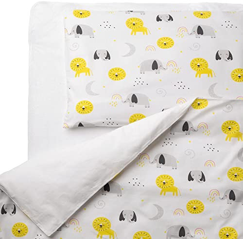 FlyIdeas Juego de Ropa de Cama para Bebés 2 Piezas, Funda Nordica 80x80 cm y Funda de Almohada 35x40 cm - 100% Algodon Certificado, Hecho in EU