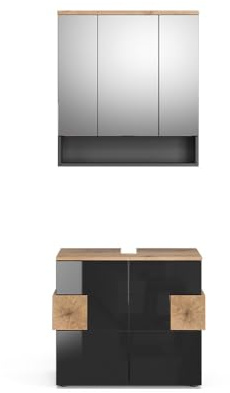 Vicco Badmöbel-Set Eden, Anthrazit, 73 cm, besteht aus Badspiegel und Waschbeckenunterschrank