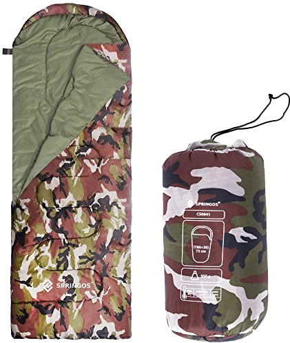 SPRINGOS 73 x 210 cm Sac de Couchage avec Sac de Rangement Momie Outdoor Randonnée Pique-Nique Camping Festival Couverture avec Capuche