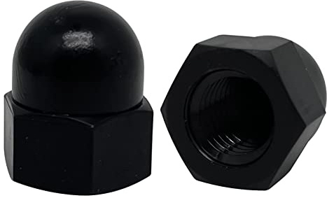 M12-1.75mm Acorn Hex Cap Nut,Dome Cap Head Nuts Nylon Hexagon Decorative Crown Cap Fasteners,Black Tone 10pcs