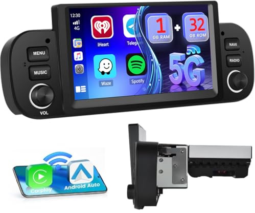 Per Fiat Panda 2013-2020 Android Autoradio Wireless Carplay Android Auto Radio con Schermo da 6,2 Pollici Touchscreen Bluetooth Stereo Auto con WiFi/GPS FM/RDS+Retrocamera
