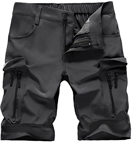 Hiauspor Kurze Arbeitshose Herren Stretch: Atmungsaktiv 7 Taschen | Leicht Schnelltrocknend, Wasserabweisend, Robust, Cargo Shorts für den Arbeitsweg, Handwerker, Outdoor & Gartenarbeit