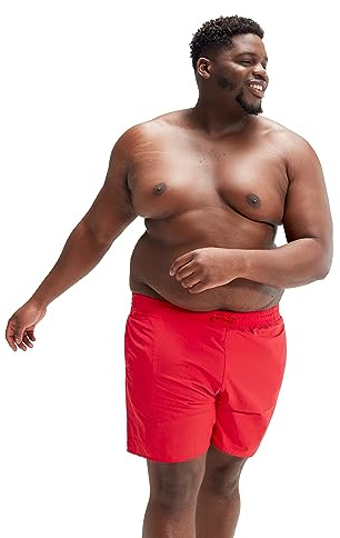 Speedo Men's Plus Size Essentials 16 Swim Shorts | Watershort| Swimming Trunks | Big and Tall Swimwear, Fed Red, 4XL