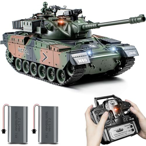 Supdex 1:18 RC Panzer, 2.4GHz US M60 Ferngesteuertes Panzermodellspielzeug, 15-Kanal-Kampfpanzer das Airsoft-BBS und Wasserbomben Erwachsene und Kinder