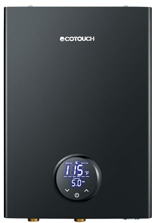 Electric Tankless Water Heater, ECOTOUCH 27kW on Demand Water Heater Electric 240Volts Instant Endless Hot Water Heaters Point of Use with Self-Modulation to Save Energy ECO270B