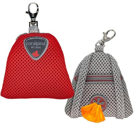 coralpina - Zainello Cinquetorri, Contenitore Porta Sacchetti Igienici per Cani, Design Moderno, Ideale da Portare Durante Le Passeggiate, per Rotolini Sacchetti, Colore Rosso