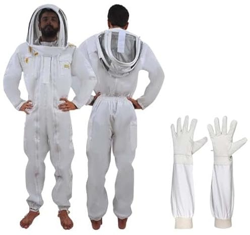 URBANSBEE Traje de Apicultura Algodón Doble Cremallera con sombrero elegante, Anti abeja protectora Beekeeping suit, Traje Apicultores de Chaqueta ropa para Profesional apicultor