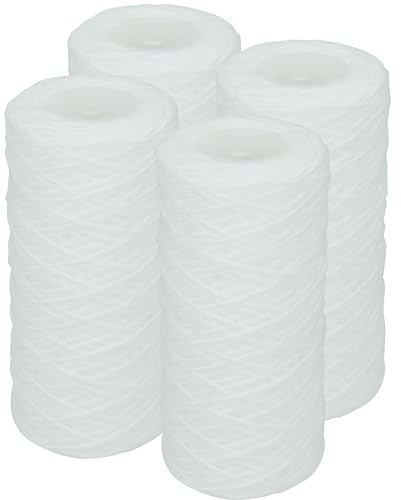4 Stk. Faser Filterpatrone (12,7cm) für 5 Filtergehäuse. Filterkartusche für Gartenpumpen Vorfilter, Hauswasserwerke Wasserfilter, Sandfilter (Sediment 4)