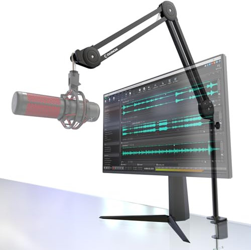 Mikrofon Arm [25 cm erhöhen]-Professioneller Overhead Mikrofon Ständer kompatibel mit HyperX QuadCast,Blue Yeti Mikrofon Arm,360 ° drehbarer,mit 3/8 auf 5/8 Schraubadapter,für Aufnahme,Podcasting…