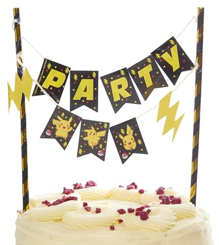 Amscan Pokemon 9917118 Tortendeko Kindergeburtstag mit Wimpel
