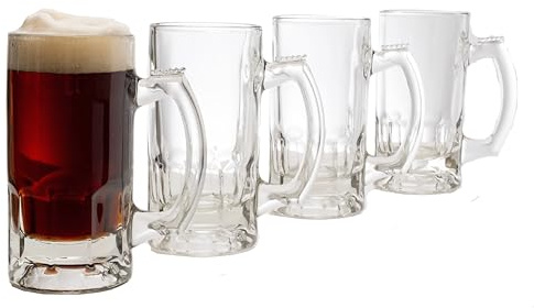 Libbey Craft Brews Glass Beer Mug Set, Beer Glasses Set Of 4 to Serve Ales and Lagers, Timeless Glass Beer Mugs for Freezer