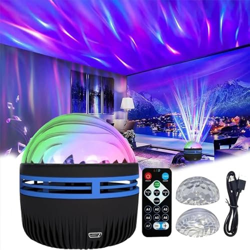 Cemssitu Aurora Dimension Light, Aurora Borealis Light Projector, Dual Projection Lampshade, 2 in 1 Northern Lights and Ocean Wave Projector with 14 Light Effects (USB Powered)