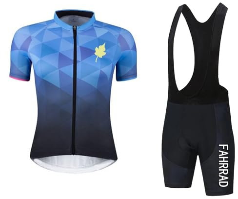 DBHDG Fahrrad bekleidung Set Sommer Herren Radtrikot Kurzarm mit 9D Gepolsterten Trägerhosen Atmungsaktiv Rennrad Fahrrad Jersey (TYPE-4,L)