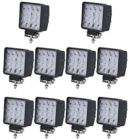 Izrielar Arbeitsscheinwerfer Rechteck LED, 12V 24V IP67 Wasserdicht Offroad Zusatzscheinwerfer, Rückfahrscheinwerfer Offroad Scheinwerfer für Traktor Auto LKW SUV UTV ATV (48W 10 Stück)