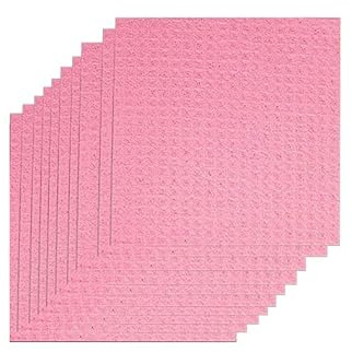 Yuktha Swedish Dish Cloth - Eco Friendly Reusable Dish Cloths, Absorbent Cellulose Sponge Cloth for Cleaning Kitchen - 10 Pack (Pink)
