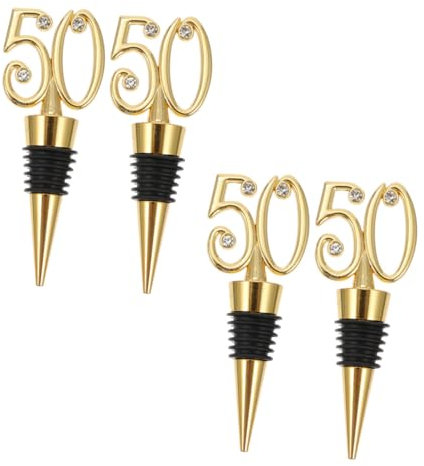 ABOOFAN 4 Stück Gold Weinflaschenverschlüsse Wiederverwendbar für Geburtstagsparty Party Supply Sealing