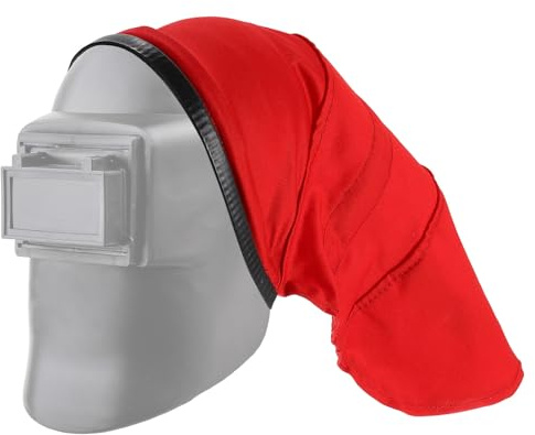 sourcing map Welding Helmet Cover FR Cotton Welding Helmet Extended Headcover Welding Head Cover Welding Hood Accessories with Press Fit Seal for Most Welding Helmets, Red