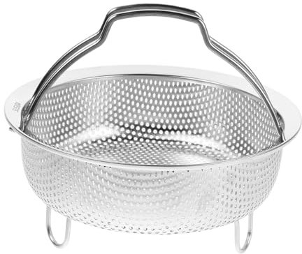 Cabilock Cesta De Drenaje Acero Inoxidable Cesta Para Vaporera Con Asa Bandeja De Vapor Para Cocinar Al Vapor Para Ollas Presión Inserto Para Vaporera