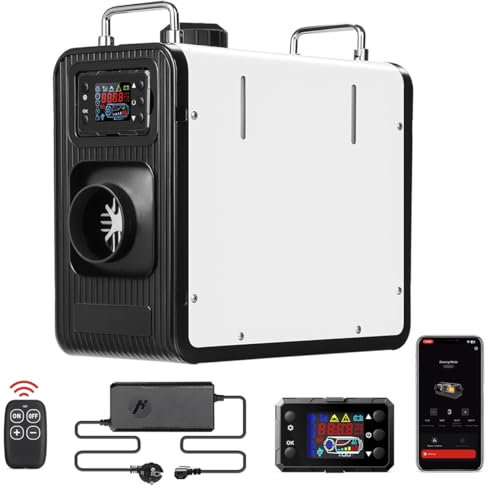 12V/24V Diesel Standheizung, 8KW Luft Dieselheizung mit Bluetooth APP & Adapter, 0,15-0,44 l/h, Air Diesel Heizung Dieselheizung für Auto RV LKW Wohnmobil