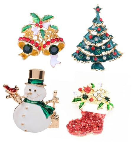 Garneck 4er Set Weihnachtsbroschen Für Damen - Elegante Anstecker Im Pinguin-Design Ideal Als Festlicher Schmuck Für Weihnachten Perfekt Als Oder Damenanzüge