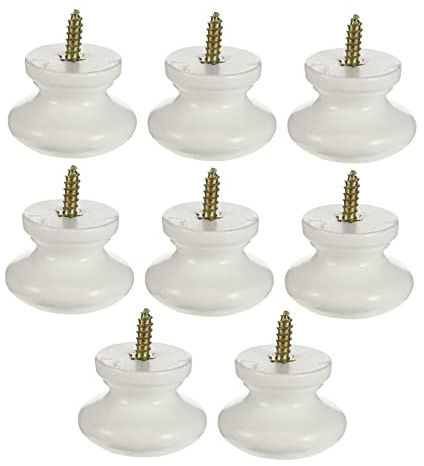 DOITOOL 8 Pack Solid Wood Cabinet Knobs Round Wardrobe Handle Self Tapping Screw on Door Knobs for Drawers Cupboards Closet Furniture Easy Fit for Home Storage