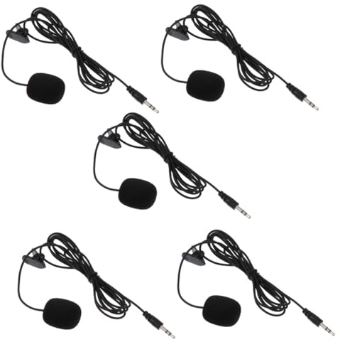 Yardwe 5pcs Portable Pvc Clip-on Microphones for Phone and Desktop Computer with Easy Operation, High Sensitivity ≥60db, for Video Chat and Streaming