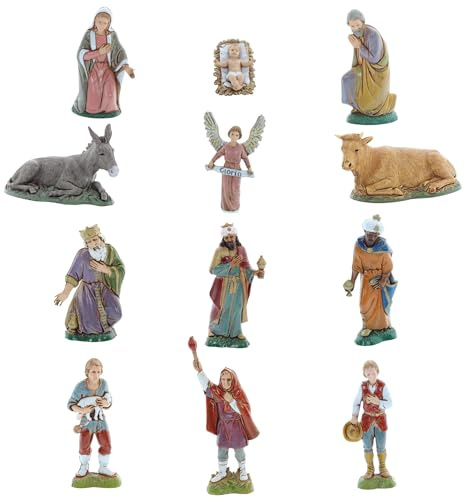 Moranduzzo – Ensemble 9 Personnages de Crèche Échelle 1:20 – Peinture Finition à la Main, Produit Officiel, Made in Italy, Sculpteur M. Landi
