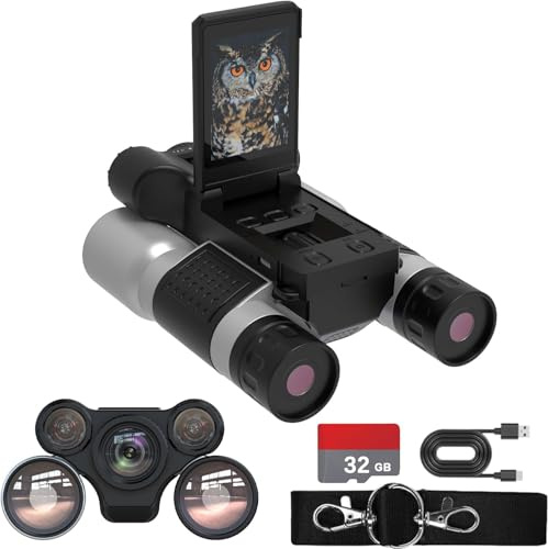 Binocolo digitale LCD da 2,4 con fotocamera – binocolo per visione notturna 12 x 24 con zoom digitale 8x, infrarossi a 7 livelli per adulti, campeggio, caccia, scheda TF da 32 GB può contenere foto e