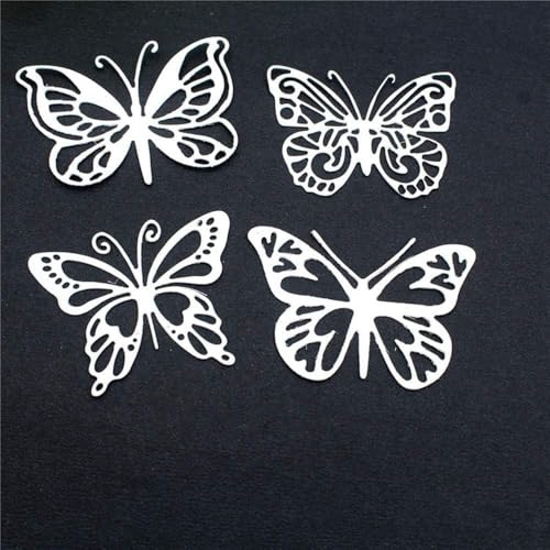 Metall-Schablonen mit Schmetterlingen, für Papierbasteln, Scrapbooking, Prägung, Fotoalbum, Dekoration, Karten, Tagebuch und Bastelarbeiten, Geschenkkarten, Zubehör, Stanz- und Prägezubehör, 4 Stück