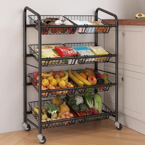 Ornestia 4 Niveles Carro de Cocina, Gran Capacidad Carro de Almacenamiento