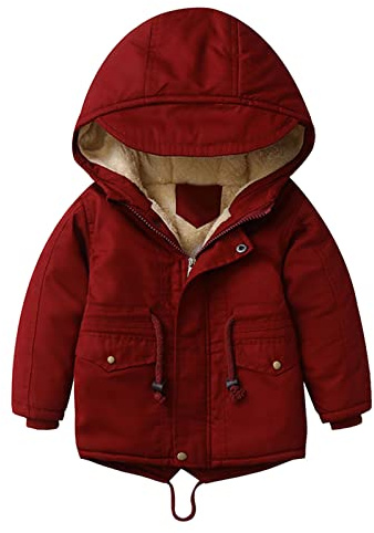 Générique Veste Polaire Garçon,Epaisse À Capuche Doudoune Manteau D’Hiver Blouson Garçon Chaud Pour Automne Hiver Printemps Coupe-Vent 1-7 Ans Bébé Fille Rembourré