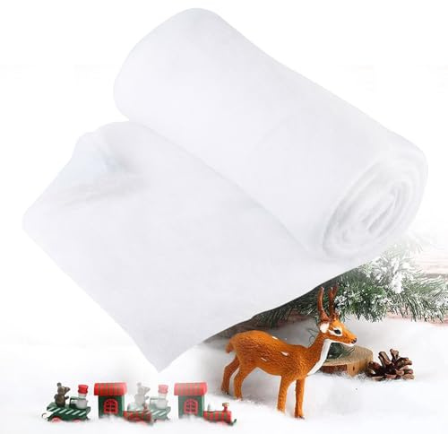 ASTRIgneous Nieve artificial decorativa de Navidad, 80 x 240 cm, color blanco, manta de nieve artificial, pueblo navideño, para decoración invernal durante las vacaciones de Navidad