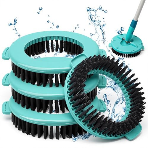 4 Mocio Lavapavimenti Accessori Adatti for Lei-fh-eit Mop Lavapavimenti Mocio Pavimenti con Setole Dure Testina Rotonda Mop 360 per Superfici Dure come Parquet Piastrelle Vetro ecc Blu-Verde Ø 15.8 cm