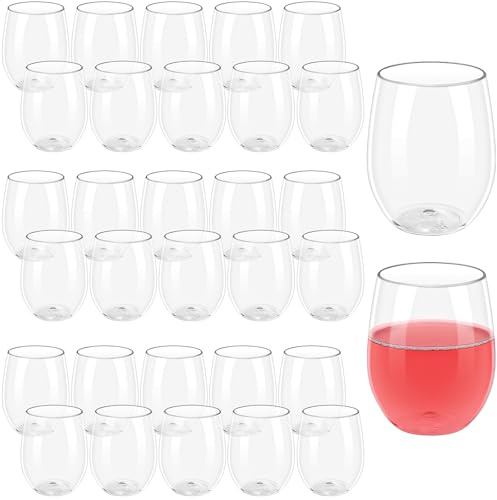 HFZCV 32 Stück Wiederverwendbare Kunststoffbecher 12 oz, Transparente Trinkbecher BPA-frei, Bruchsichere Plastikbecher für Party, Küche, Camping und Alltag